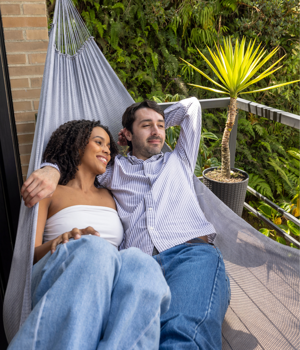 Hamaca Doble para Interiores y Exteriores | Gris Plata