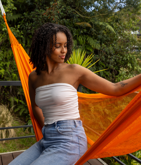 Hamaca Doble para Interiores y Exteriores | Naranja
